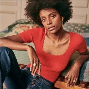 Sezane Anil Red Knit Top XS
